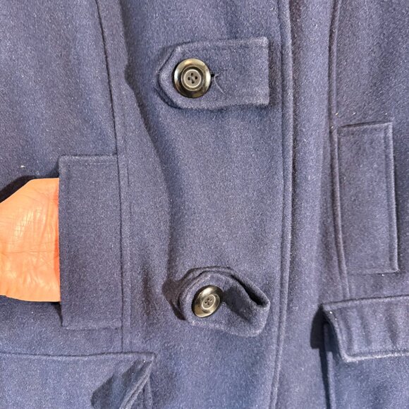 Merona Plus Size Navy Wool Blend Hooded Heavyweight Coat Women’s XXL Jacket - Picture 2 of 11